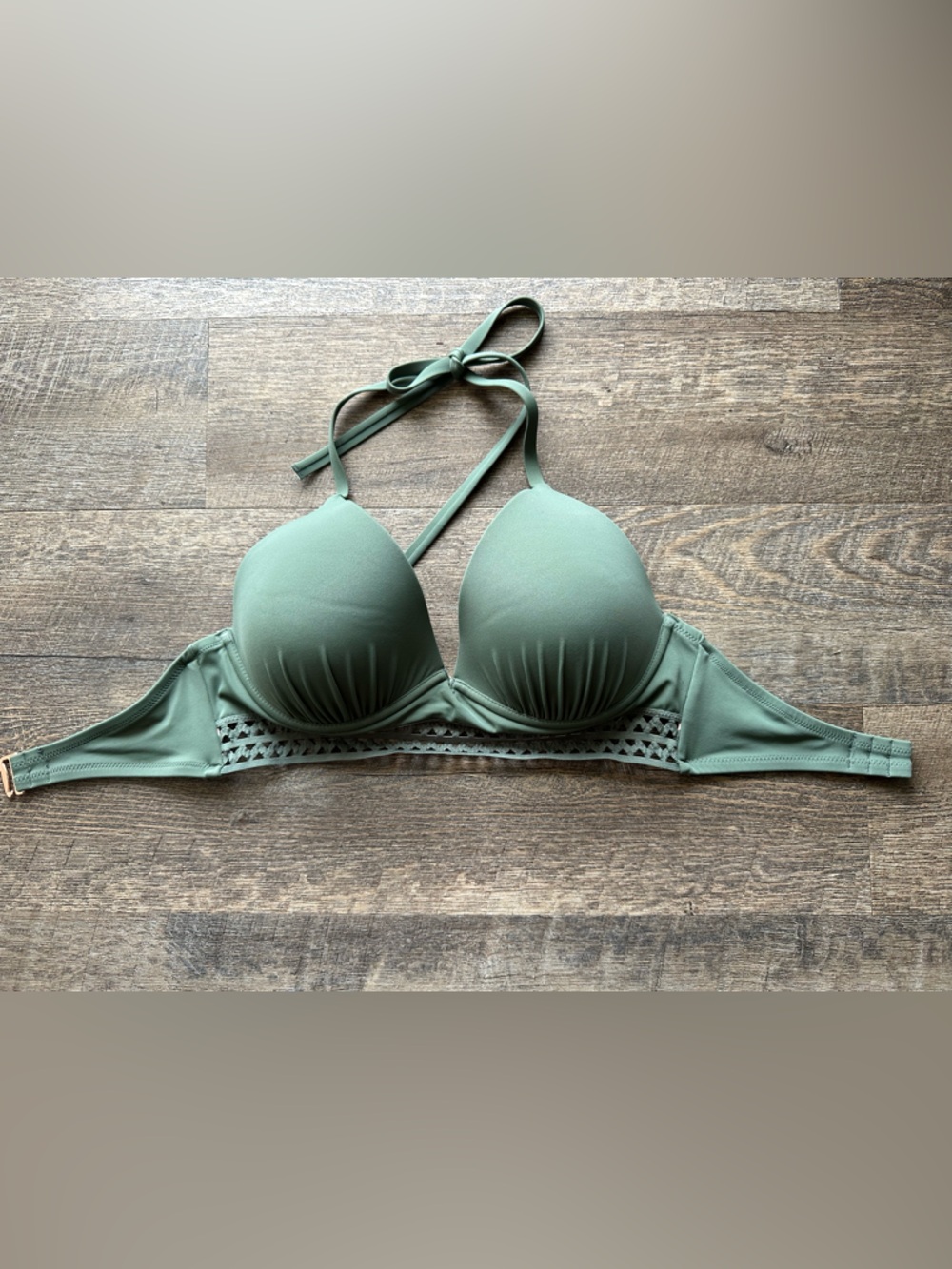 Shade & Shore Olive Green Halter Bikini Top